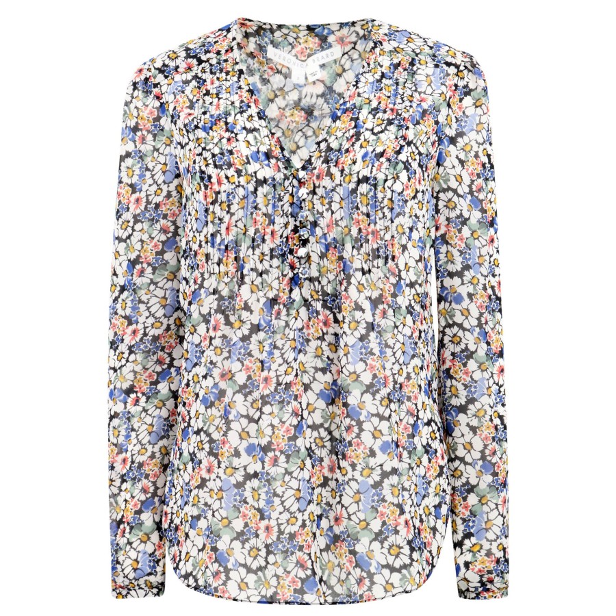 Clothing Veronica Beard | Lowell Blouse Black Multi