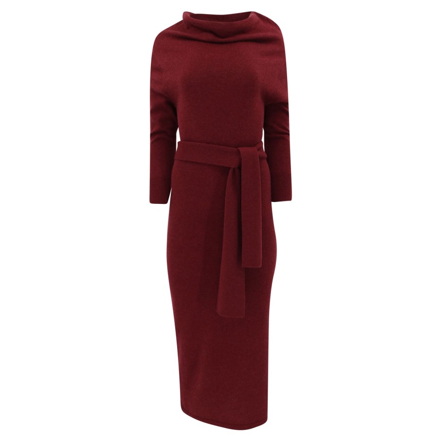 Clothing Polo Ralph Lauren | Cashmere Tie Waist Dress Garnet