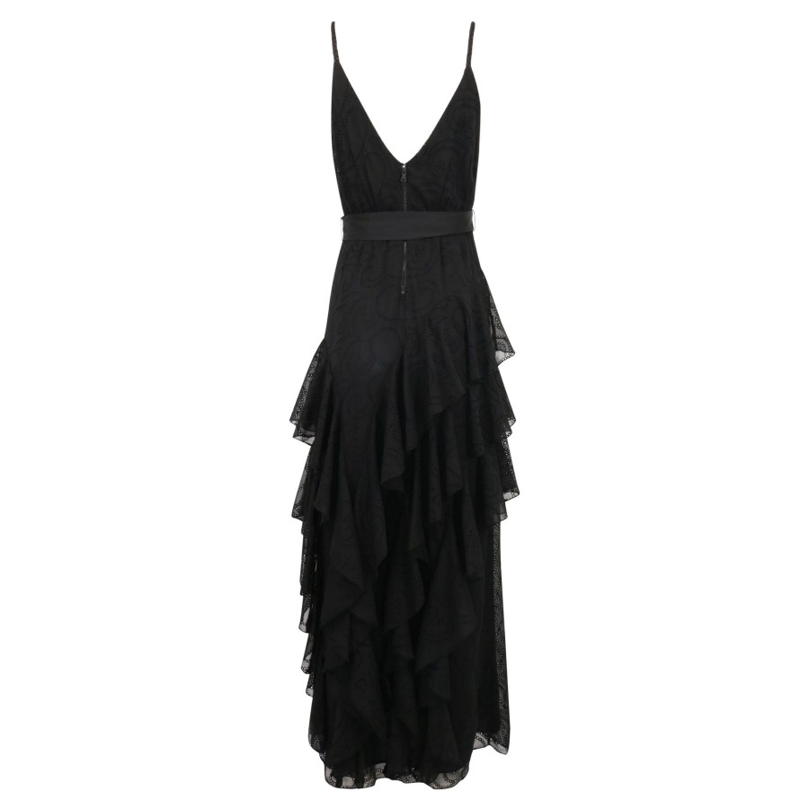 Clothing Alice + Olivia | Emerlia V-Neck Eyelet Ruffle Dress Black