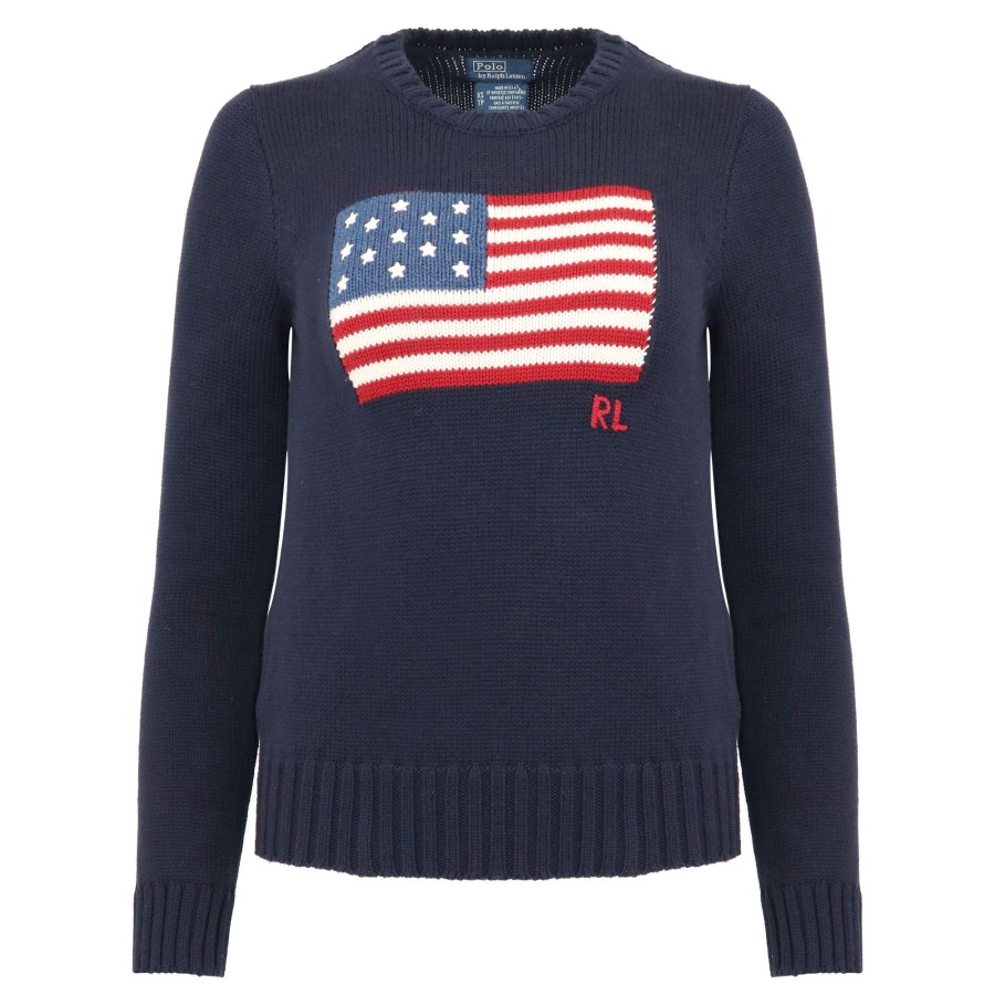 Clothing Polo Ralph Lauren | Long Sleeve Flag Sweater Pullover Navy