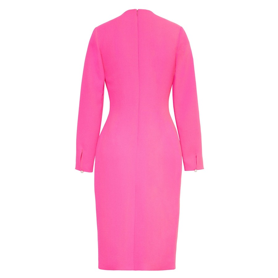 Clothing Adam Lippes | Minton Dress In Wool Crepe Hot Pink