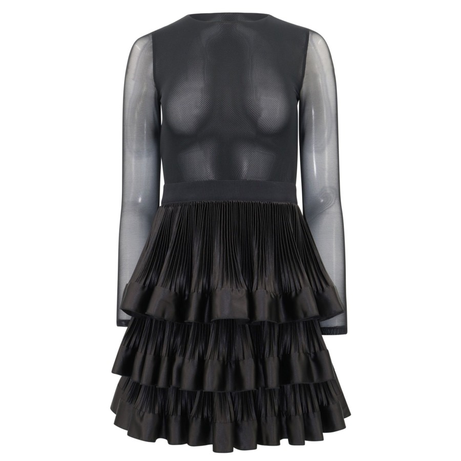 Clothing Alice + Olivia | Chara Ruffled Mini Dress Black