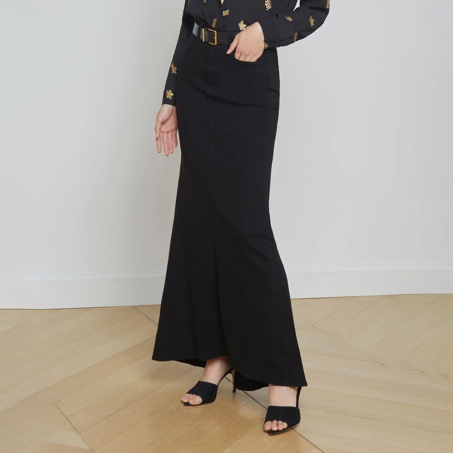 Clothing L'Agence | Kailani Mermaid Denim Skirt Saturated Black