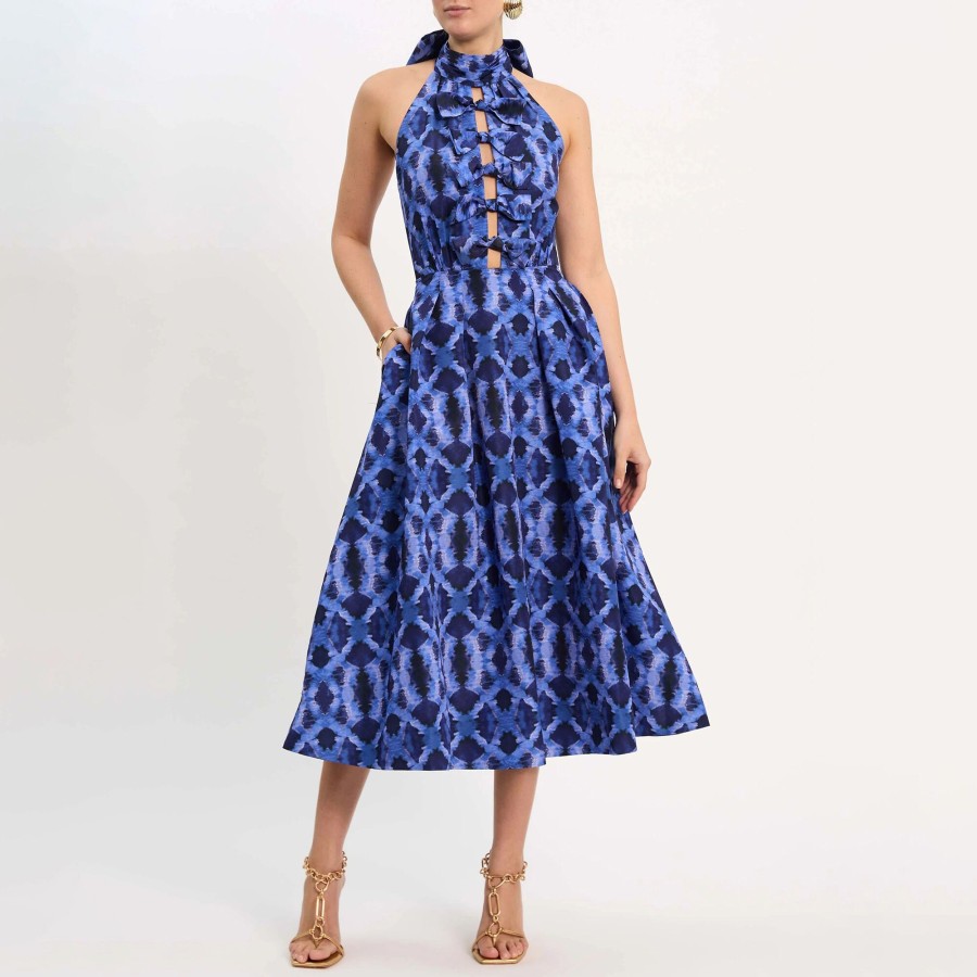 Clothing Rebecca Vallance | Shiloh Halter Midi Dress Print