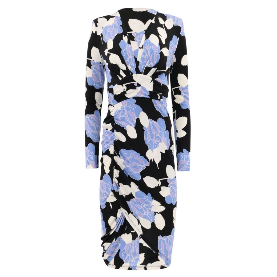 Clothing Diane von Furstenberg | Magena Floral Dress Camo Floral Large Sky Blue