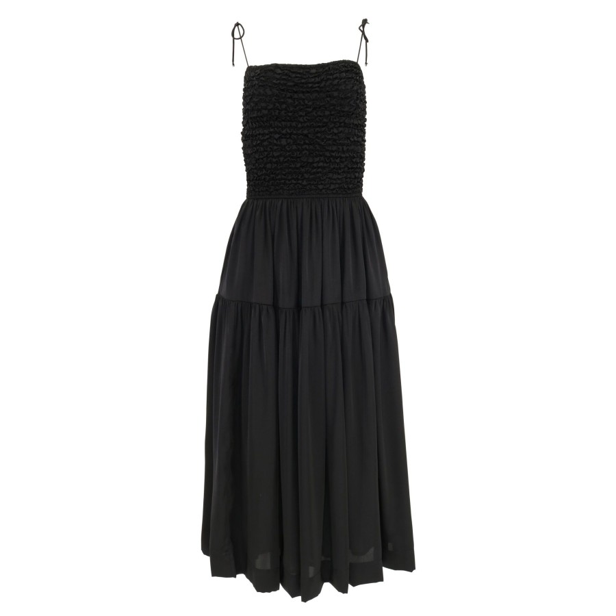Clothing Love The Label | Cleo Smocked Bodice Midi Dress Black
