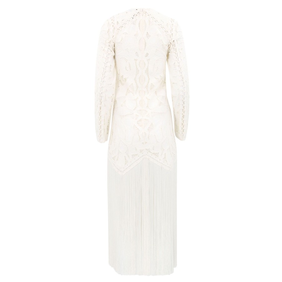 Clothing Sea | Liesel Embroidery Fringe Dress Cream