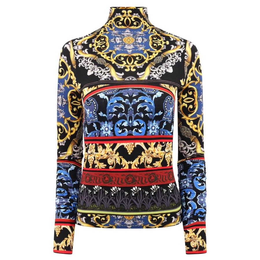 Clothing Alice + Olivia | Delaina Baroque Print Turtleneck Top After Sunset