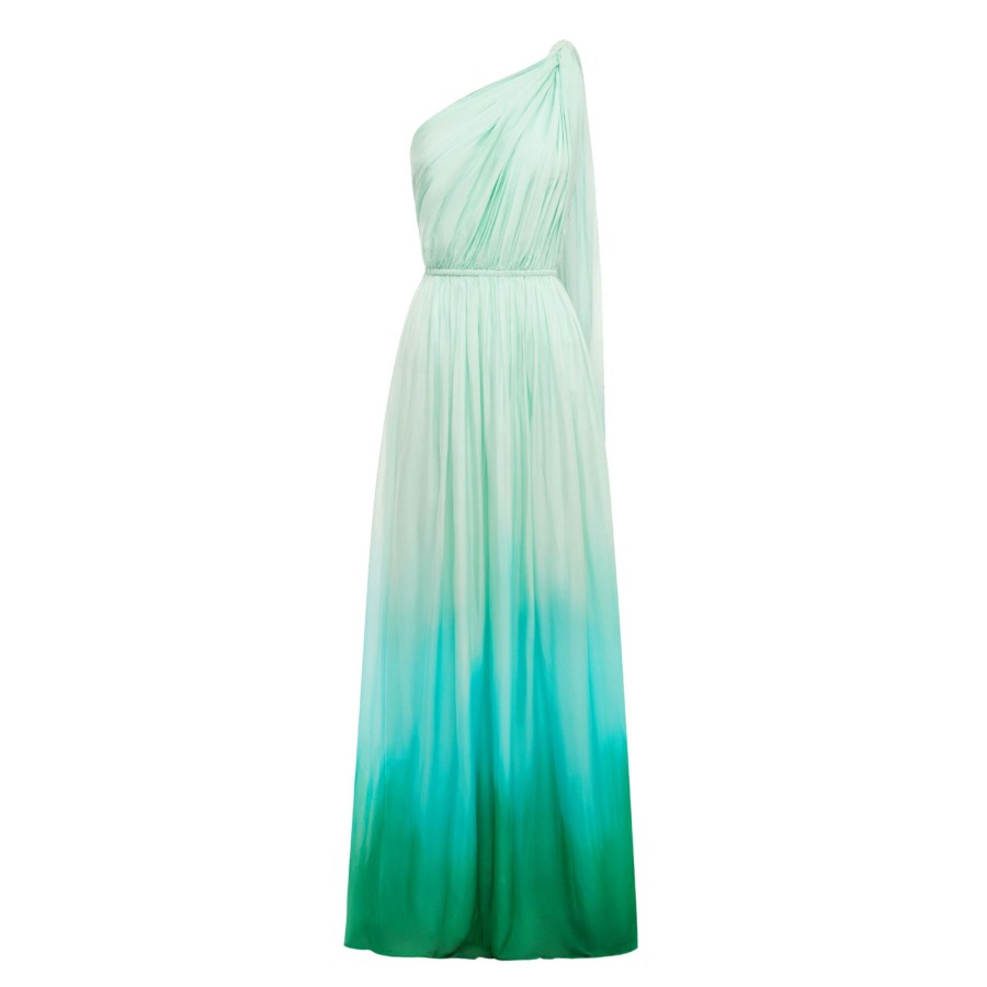 Clothing Leo Lin | Adriana One Shoulder Maxi Dress Ombre Turquoise