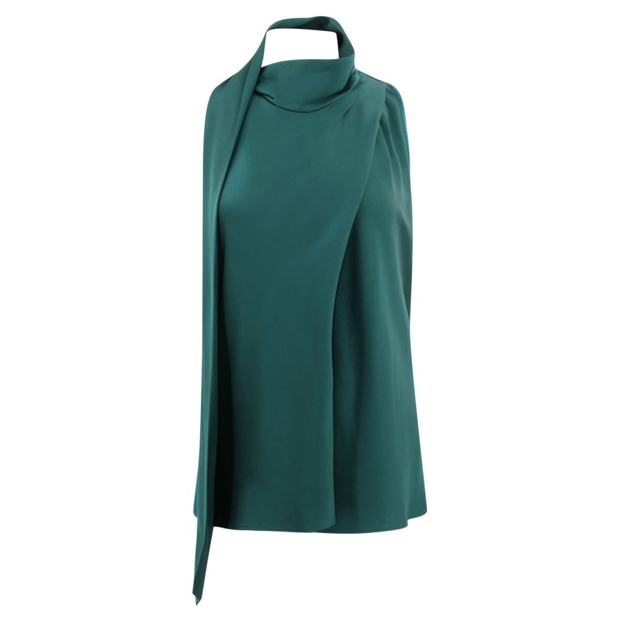 Clothing Simkhai | Mckinnon Tie Neck Sleeveless Top Emerald