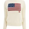 Clothing Polo Ralph Lauren | Long Sleeve Flag Pullover Sweater Cream