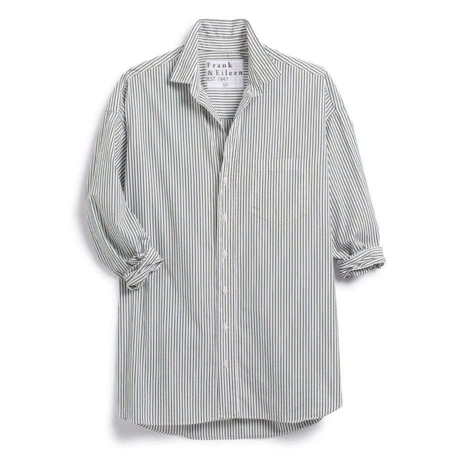 Clothing Frank & Eileen | Shirley Oversized Button-Up Shirt Green Stripe