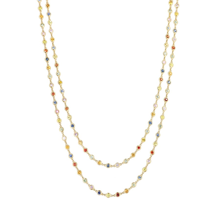 Jewelry Kastel Designs | Arcobalenco Colorful Sapphire Necklace 14K Yellow Gold
