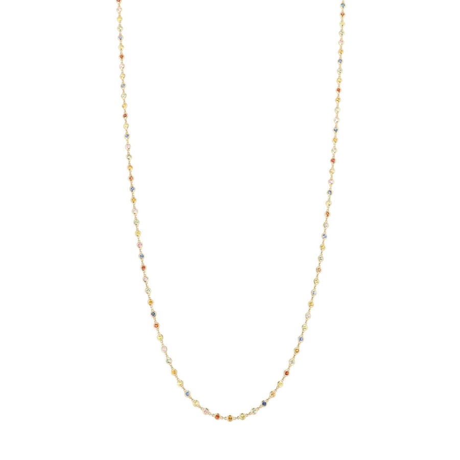 Jewelry Kastel Designs | Arcobalenco Colorful Sapphire Necklace 14K Yellow Gold