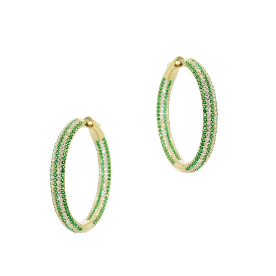Jewelry Nickho Rey | Tire Hoop Earrings Gold/Green