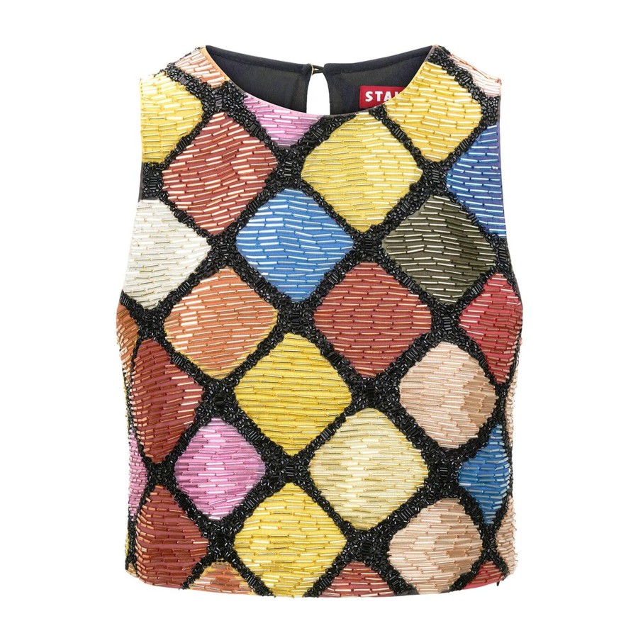 Clothing Staud | Alora Festive Hand-Beaded Crop Top Dance Floor