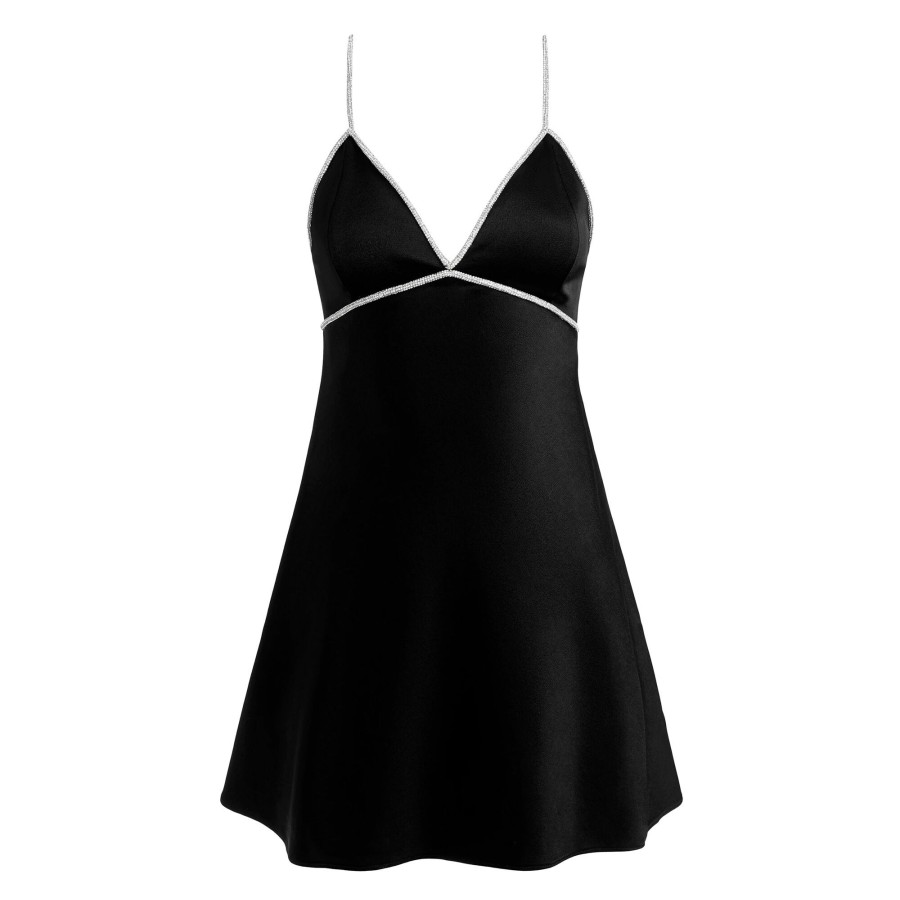 Clothing Alice + Olivia | Julienne Embellished V-Neck Mini Dress Black