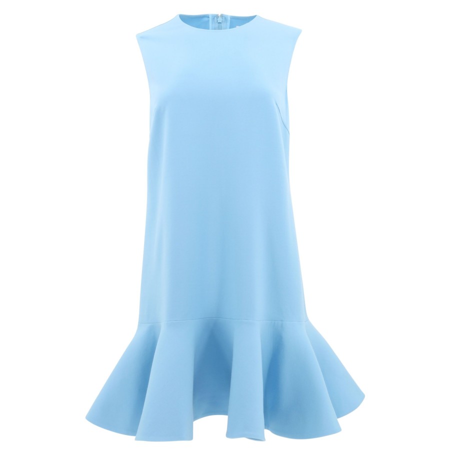 Clothing Oscar de la Renta | Drop Waist Ruffle Shift Dress Powder Blue