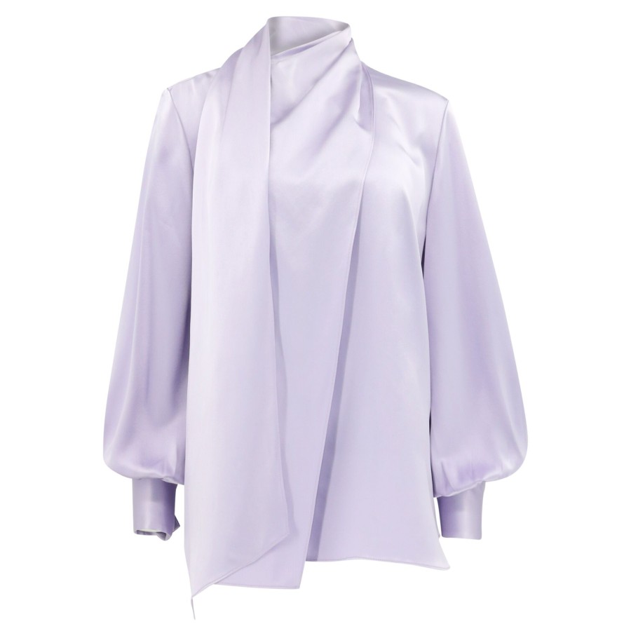 Clothing Adam Lippes | Foulard Draped Turtleneck Blouse Lavender