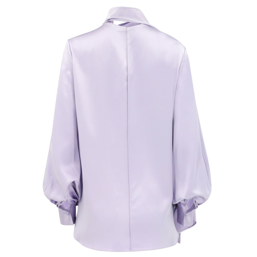 Clothing Adam Lippes | Foulard Draped Turtleneck Blouse Lavender