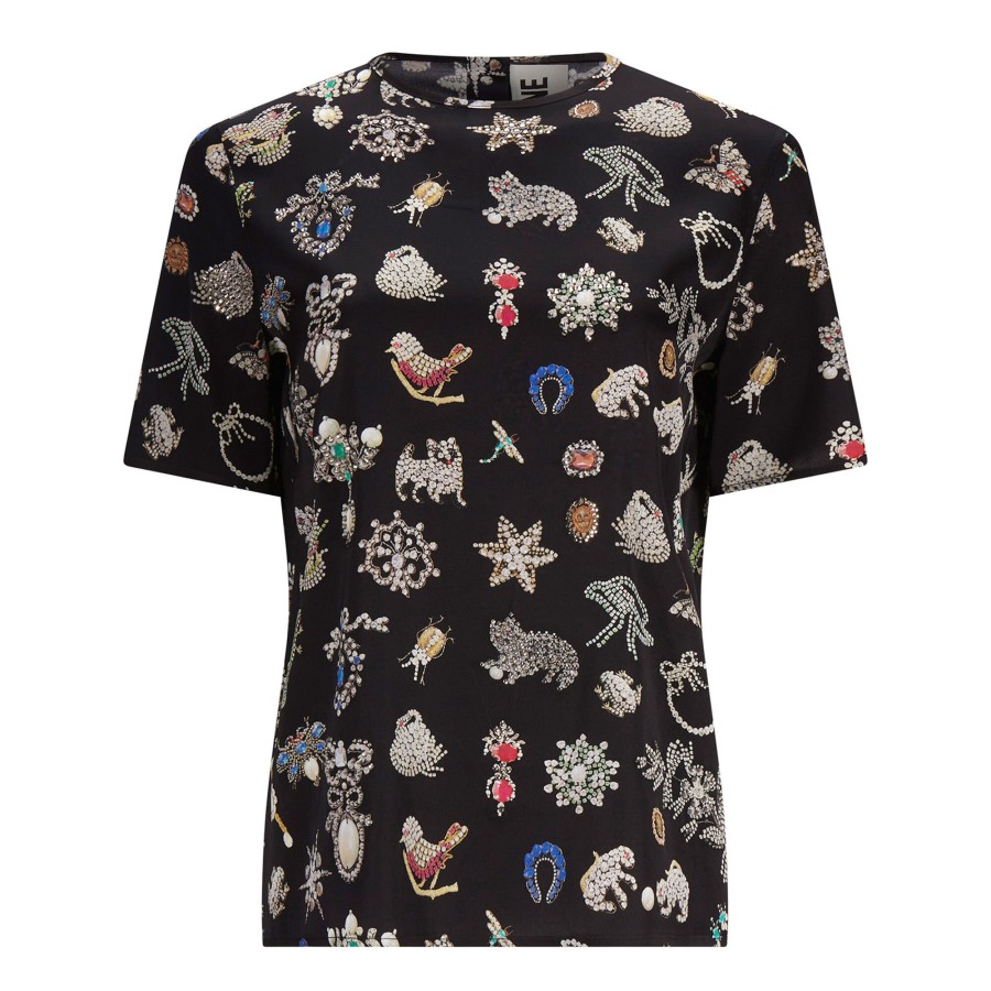 Clothing Libertine | Black Diamond Pins Short Sleeve Blouse Black Multi