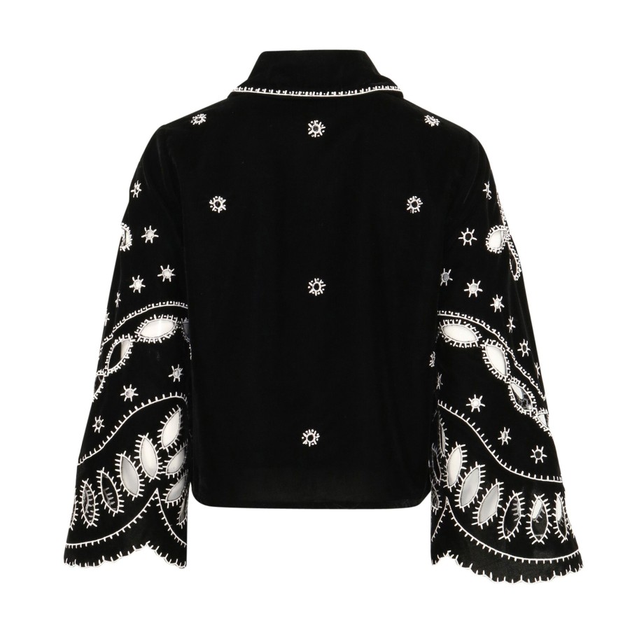 Clothing Love The Label | Esperanza Velvet Embroidered Jacket Black