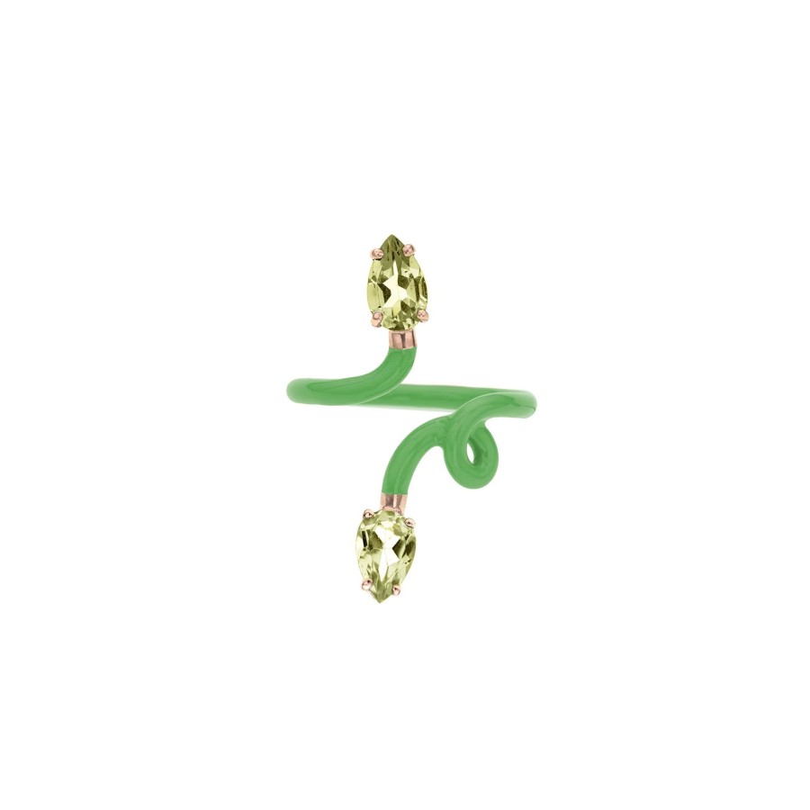 Jewelry Bea Bongiasca | Double Vine Peridot Tendril Ring Green