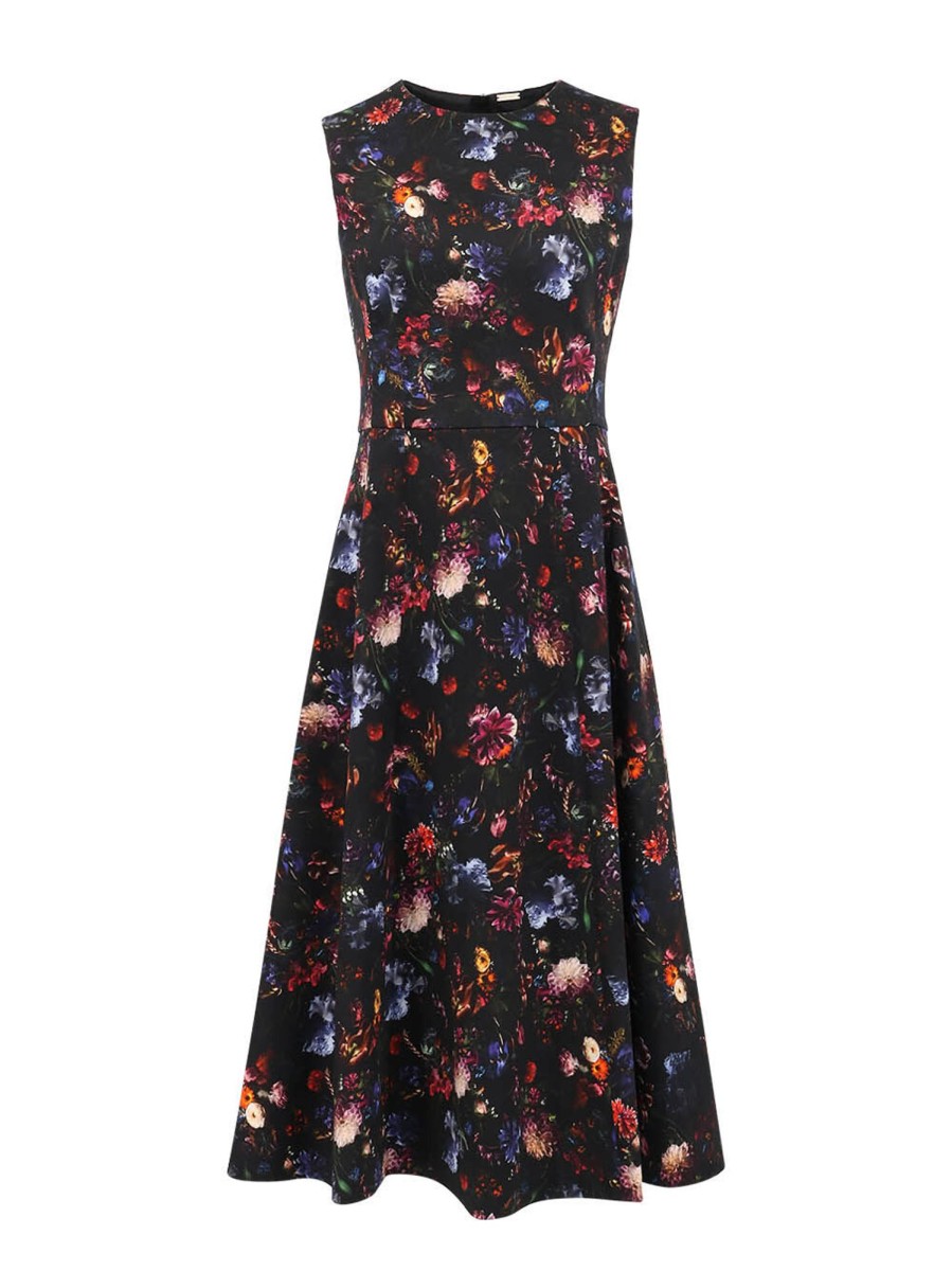 Clothing Adam Lippes | Eloise Dress In Printed Cotton Twill Floral Black
