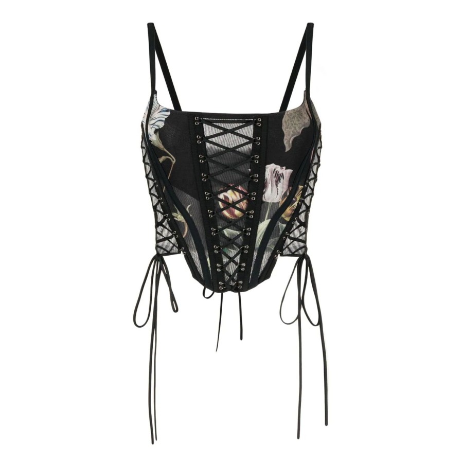 Clothing Monse | Print Laced Bustier Black Print