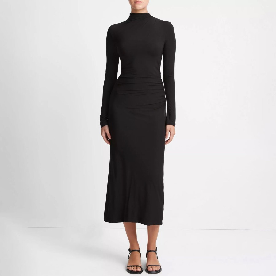 Clothing Vince | Long Sleeve Turtleneck Dress Black