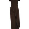 Clothing Tom & Linda Platt | Ultra-Peplum Off Shoulder Gown Chocolate