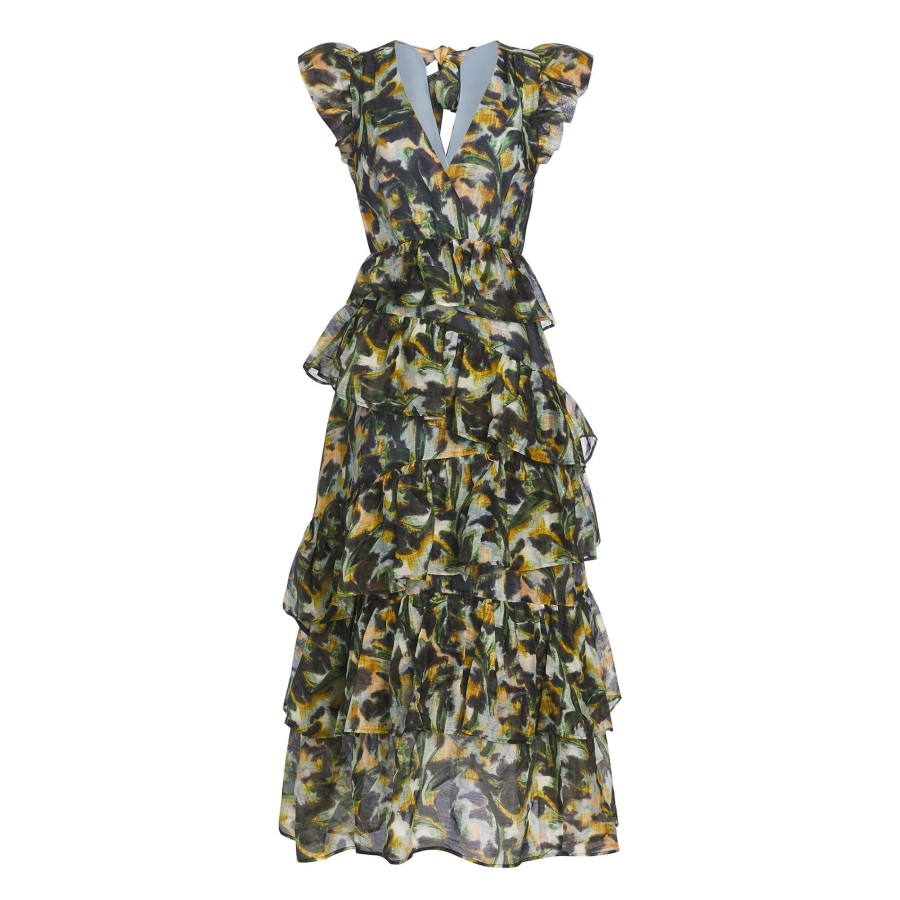 Clothing Marie Oliver | Marisol Cascading Ruffles Dress Tiger Lily