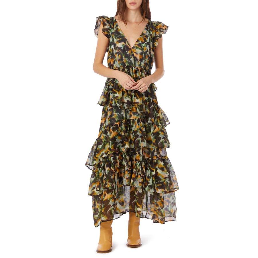 Clothing Marie Oliver | Marisol Cascading Ruffles Dress Tiger Lily