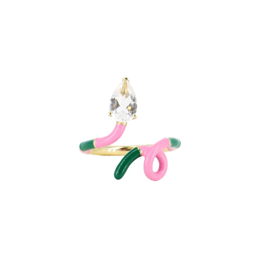 Jewelry Bea Bongiasca | B Duo Colored Ring Evergreen/Pink
