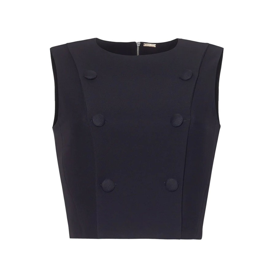 Clothing Adam Lippes | Cropped Wool Gilet Black