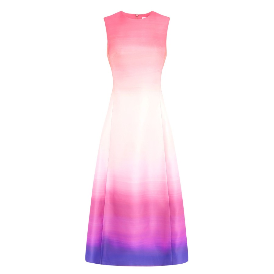 Clothing Leo Lin | Cleo Sleeveless Midi Dress Ombre Coral