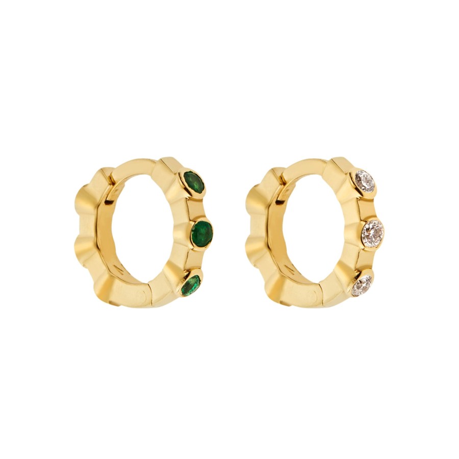 Jewelry Ileana Makri | Stepping Stone Midi Hoops .18Ct