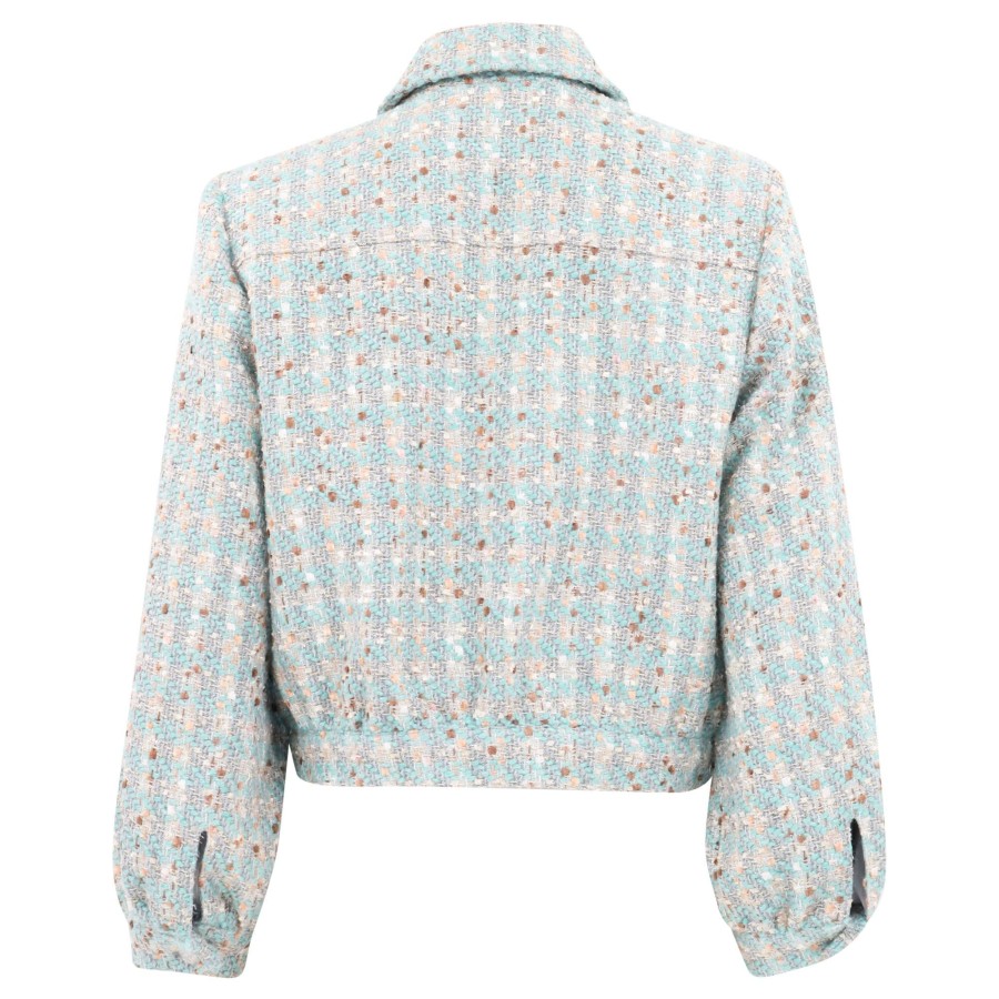 Clothing L'Agence | Bridges Tweed Cropped Jacket Sage