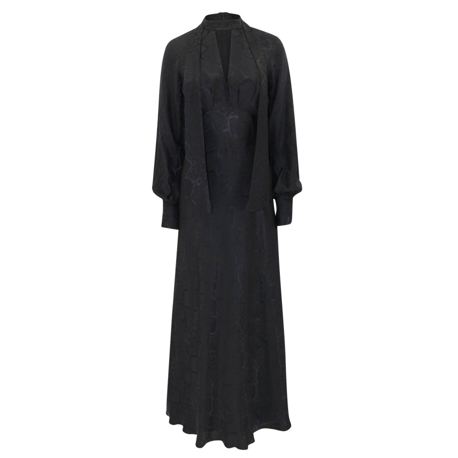 Clothing Simkhai | Tawney Tie Detail Dress Black Python