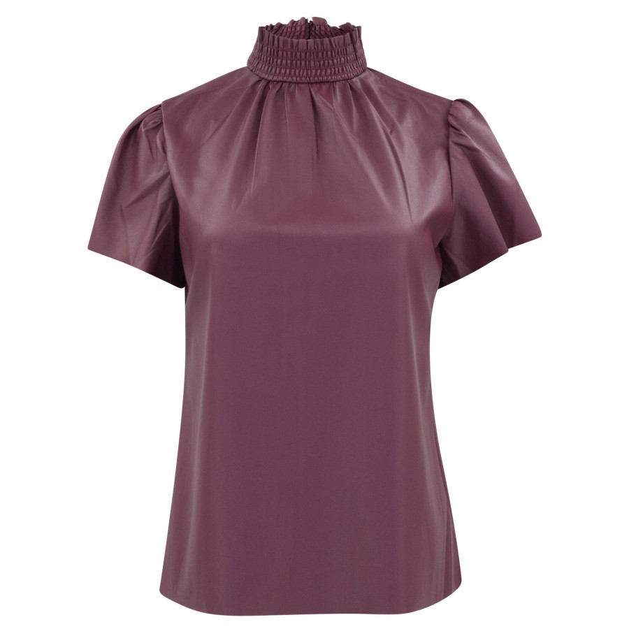 Clothing Trina Turk | Vida Vegan Leather Top Fig