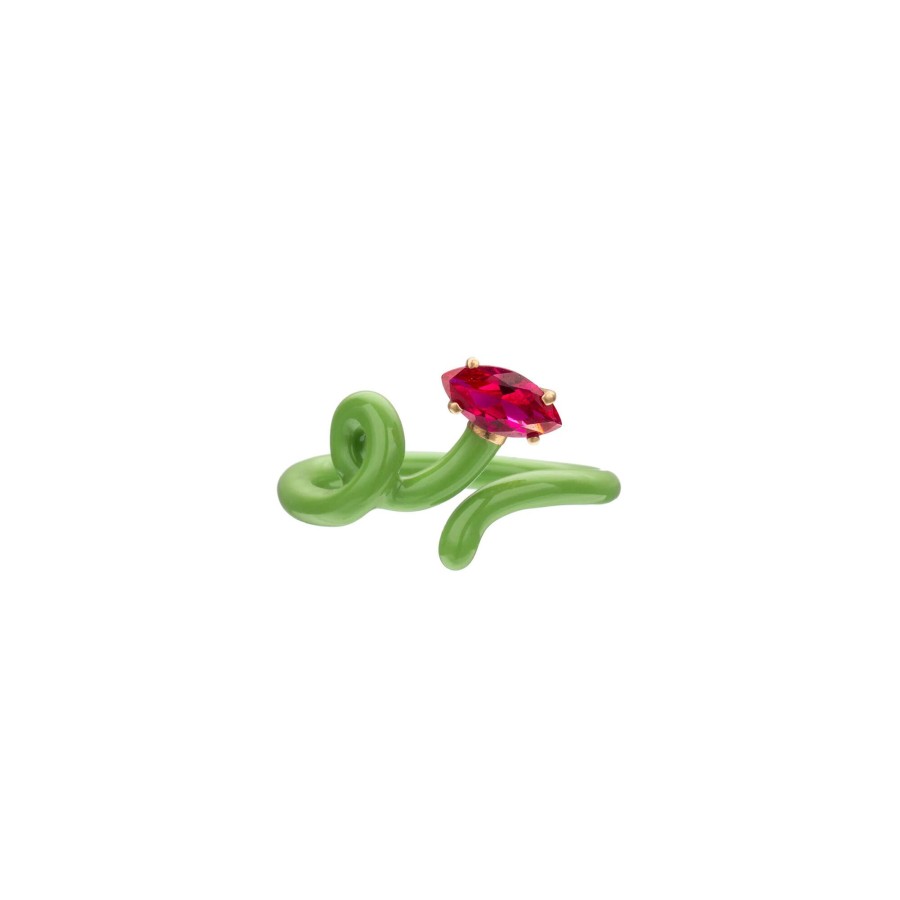 Jewelry Bea Bongiasca | Baby Vine Corundum Tendril Ring Green