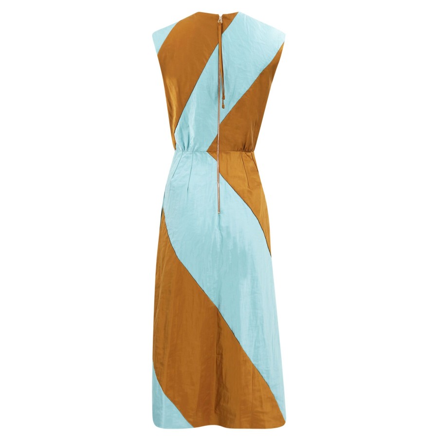 Clothing Odeeh | Metallic Satine Dress Tiger Eye
