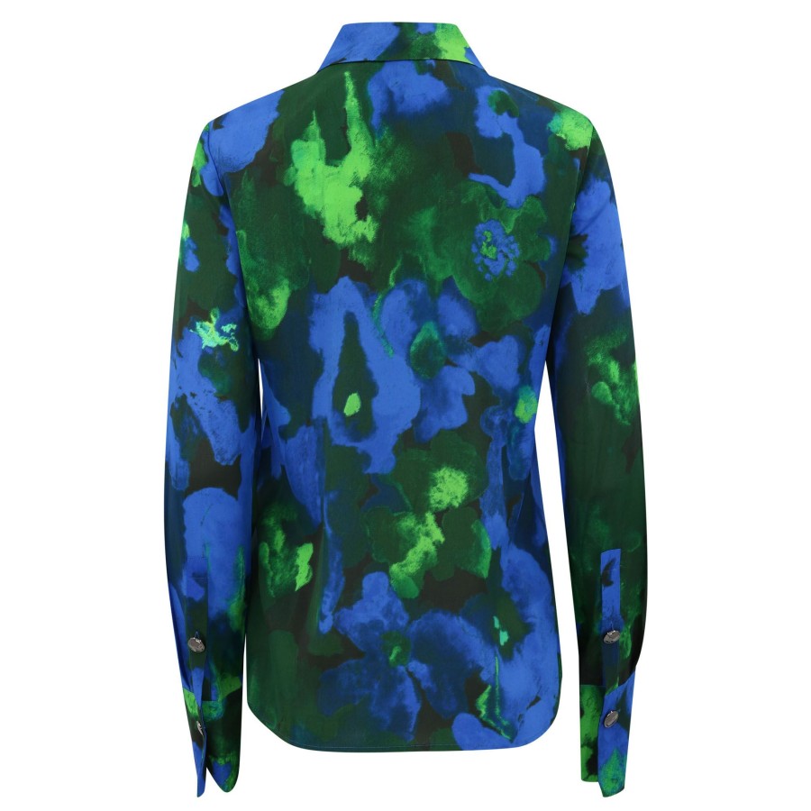 Clothing Stine Goya | Rija Printed Matte Silk Top Frosted Blue Print