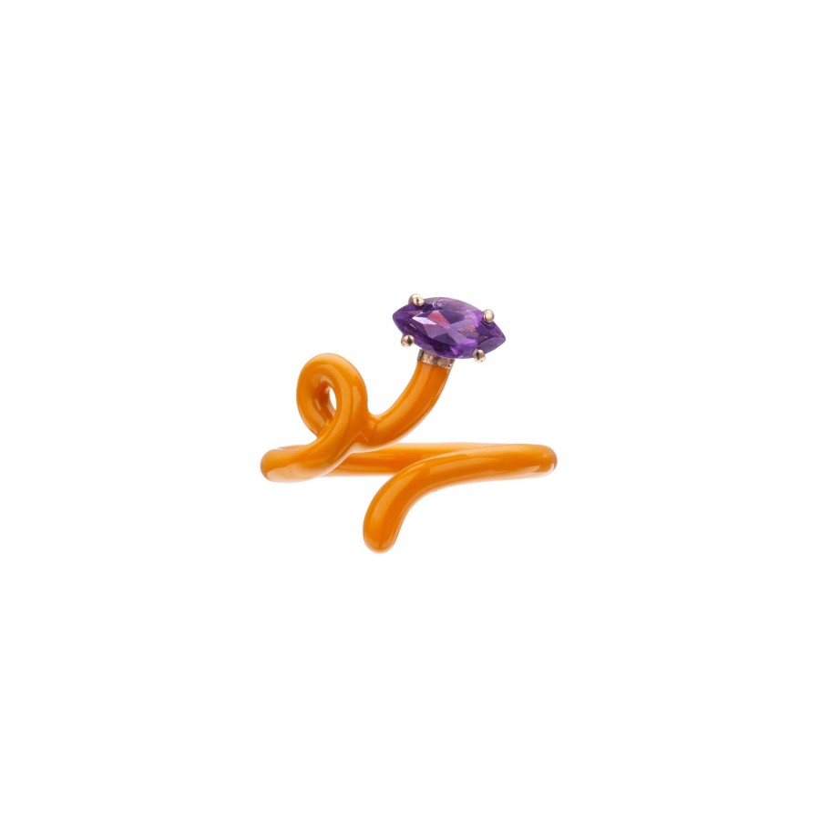 Jewelry Bea Bongiasca | Baby Vine Amethyst Tendril Ring Orange