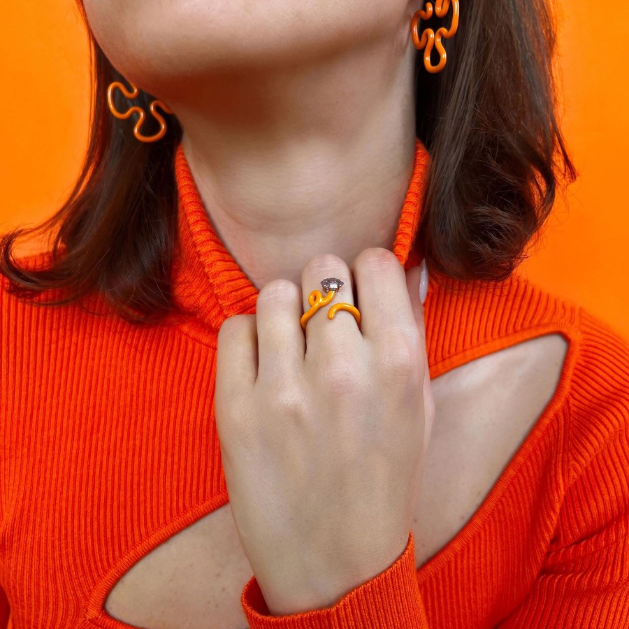 Jewelry Bea Bongiasca | Baby Vine Amethyst Tendril Ring Orange