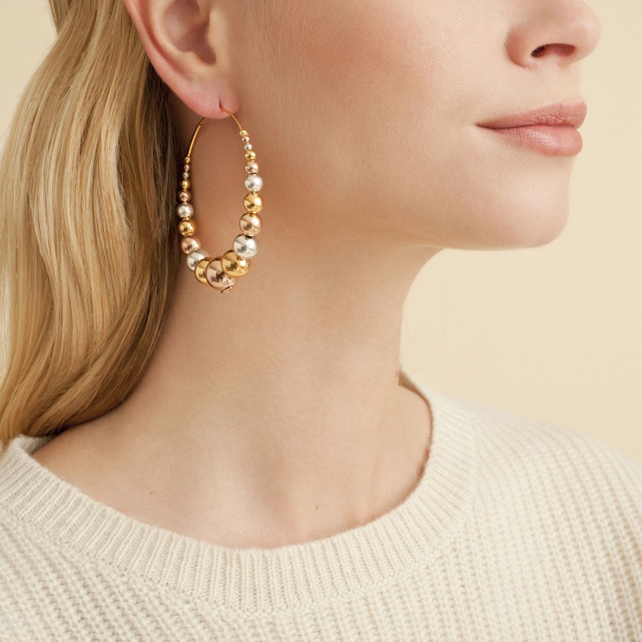 Jewelry Gas Bijoux | Multiperla Hoop Earrings Royale Gold