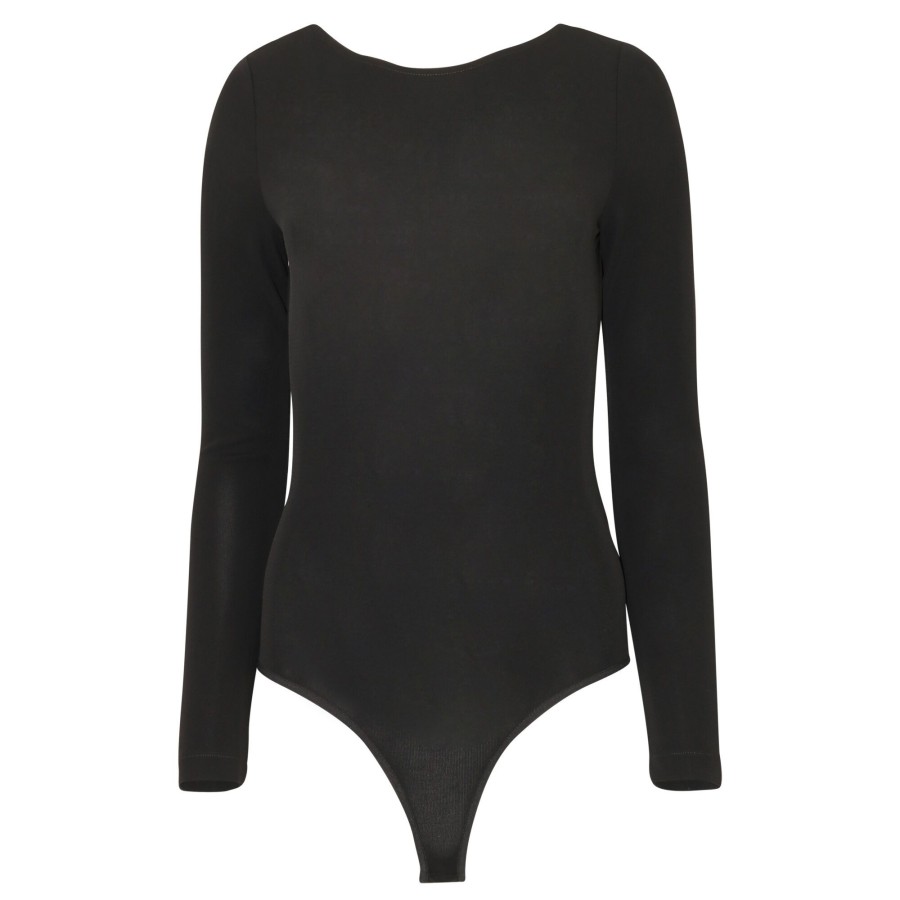 Clothing Lafayette 148 New York | Matte Jersey Ballet Studio Bodysuit Black