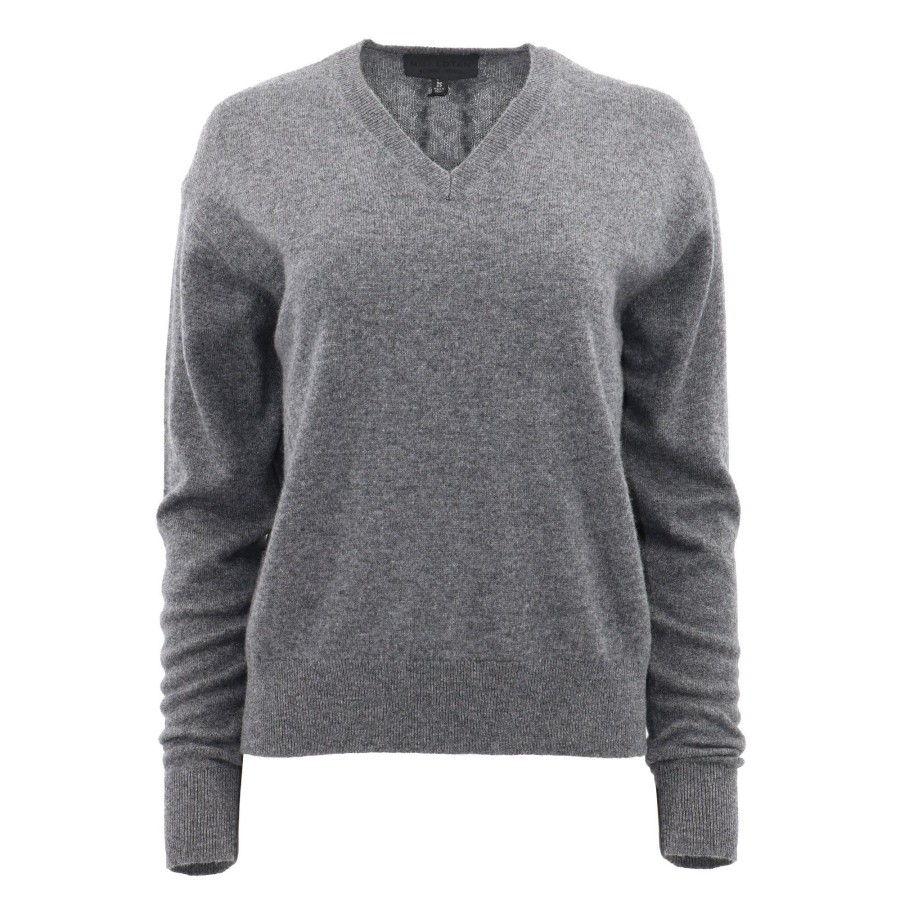 Clothing Nili Lotan | Edith Cashmere V-Neck Sweater Grey Melange
