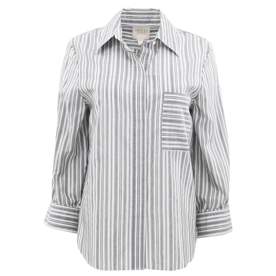 Clothing Twp | Boyfriend Shirt White/Charcoal