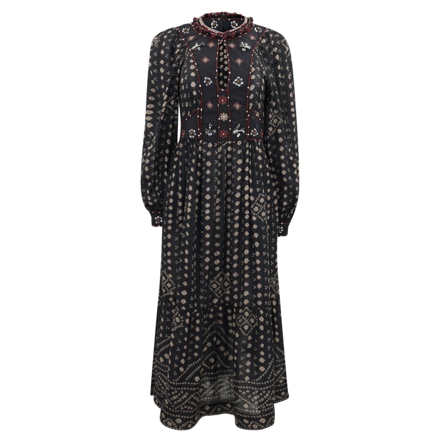 Clothing Sea | Maja Embroidered Dress Black